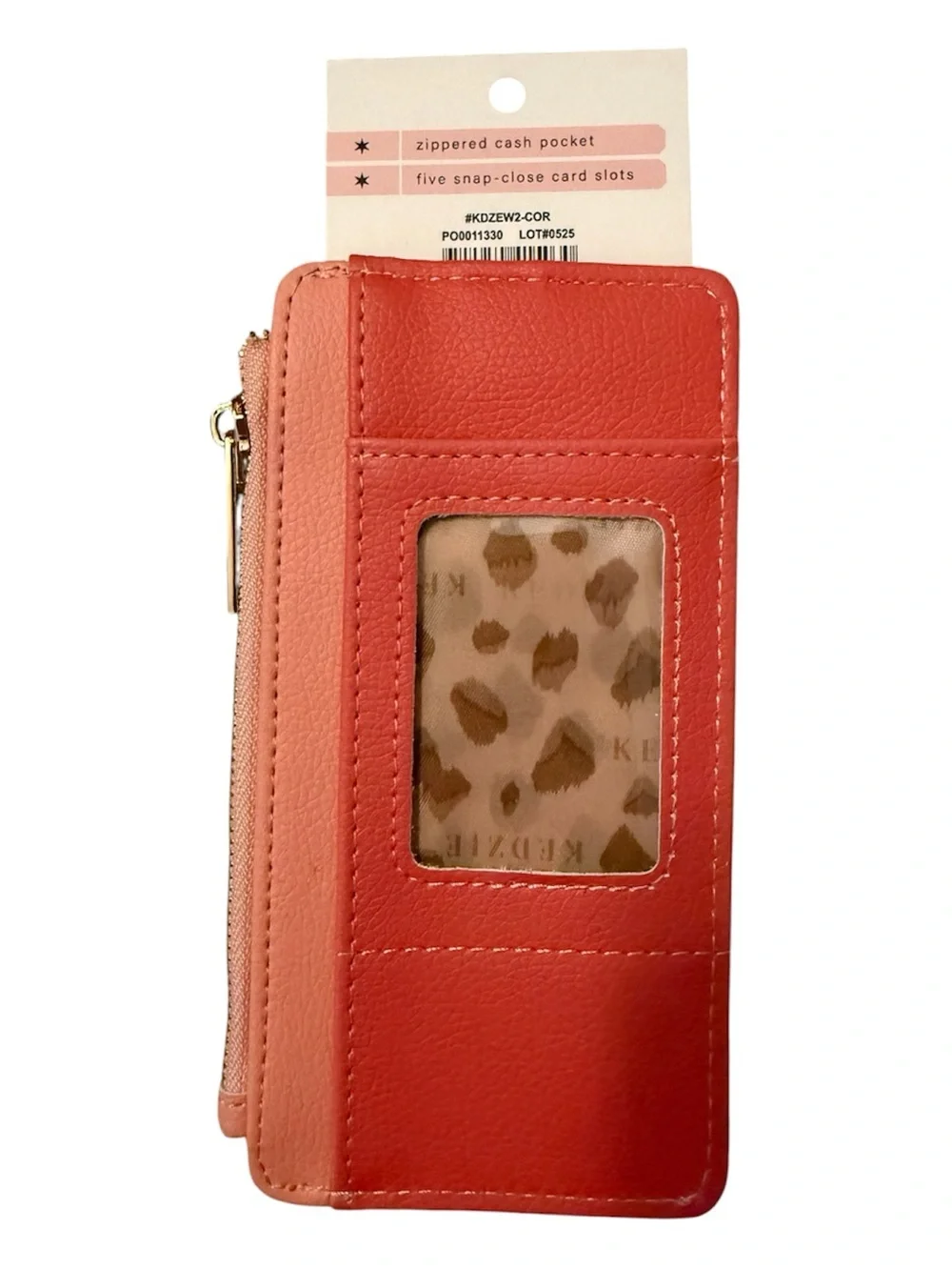 Kedzie Coral Two-Tone Zippered Wallet - Picture 2 of 2